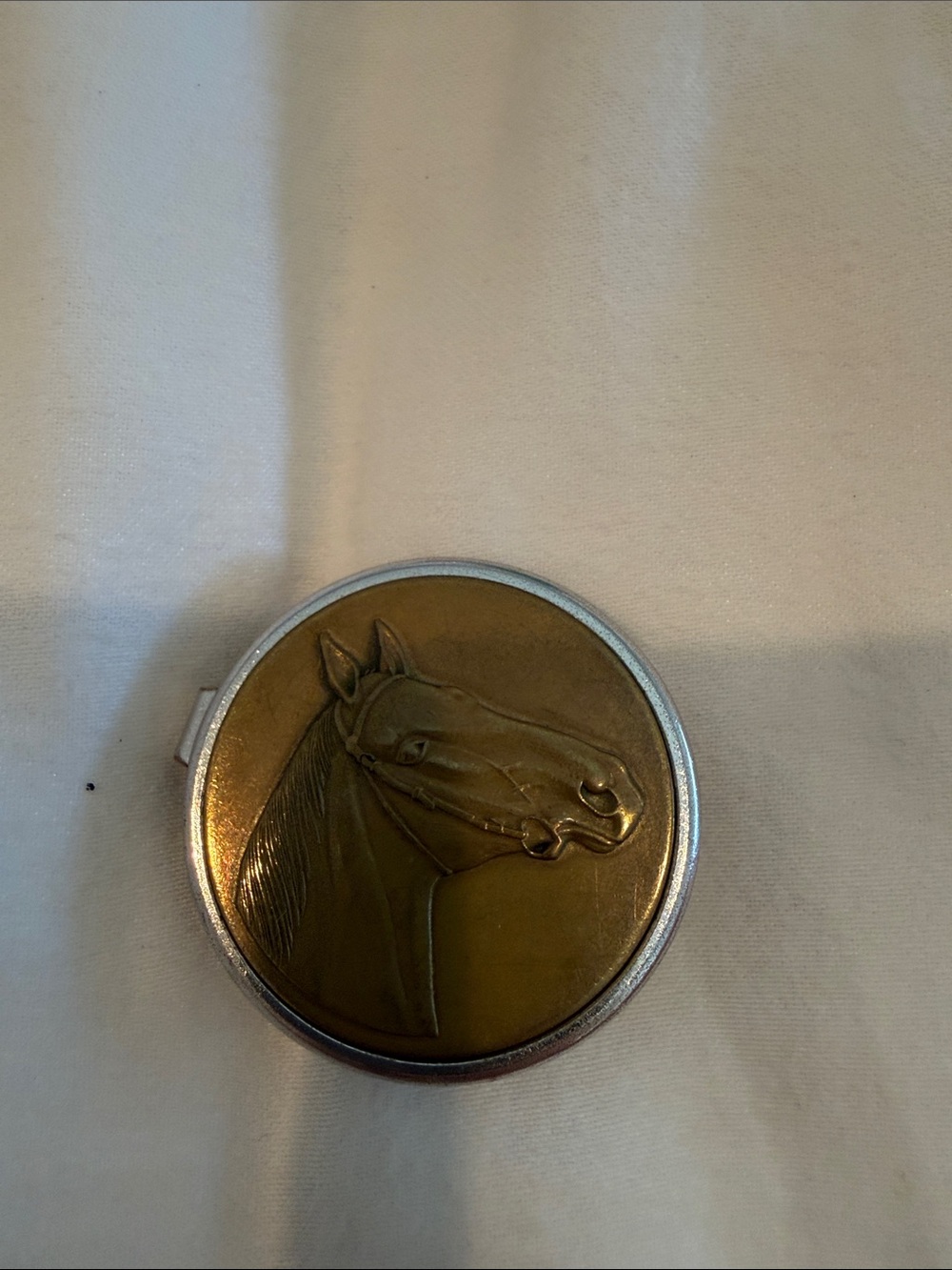 Bronze Horse Round Decorative Box - Unbranded